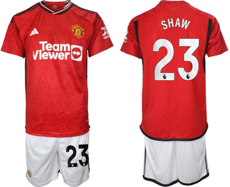 Men 2023-2024 Club Manchester United home red #23 Soccer Jersey